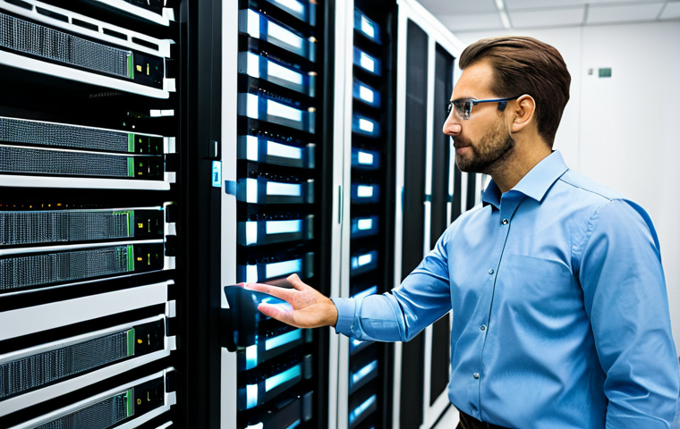 A focused male telecommunications engineer, mid-30s, wearing a crisp, professional shirt and trousers, stands confidently in a modern, well-lit data center. He gestures towards a sleek server rack displaying holographic projections of virtualized network functions, symbolizing the shift from physical hardware to software-defined networking. In the background, older, traditional physical network equipment is subtly visible, representing the past. The scene emphasizes innovation and efficiency. Perfect anatomy, correct proportions, natural pose, well-formed hands, proper finger count, natural body proportions, fully clothed, modest clothing, appropriate attire, professional dress, safe for work, appropriate content, professional photography, high quality, realistic, detailed.