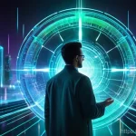 Home 9 양자 키 분배 시스템 - **Quantum Shield for Data Security:**
A visually stunning, high-tech depiction of quantum key di...