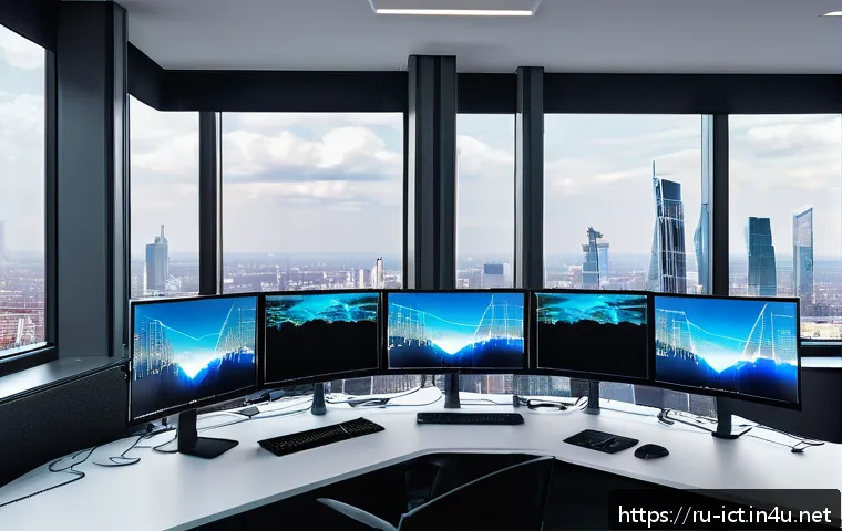 네트워크 시뮬레이션 도구 - A modern IT professional workspace featuring a sleek laptop displaying a complex network simulation ...