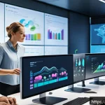 클라우드 컴퓨팅 네트워크 - A modern office environment showing a diverse team of professionals collaborating efficiently using ...